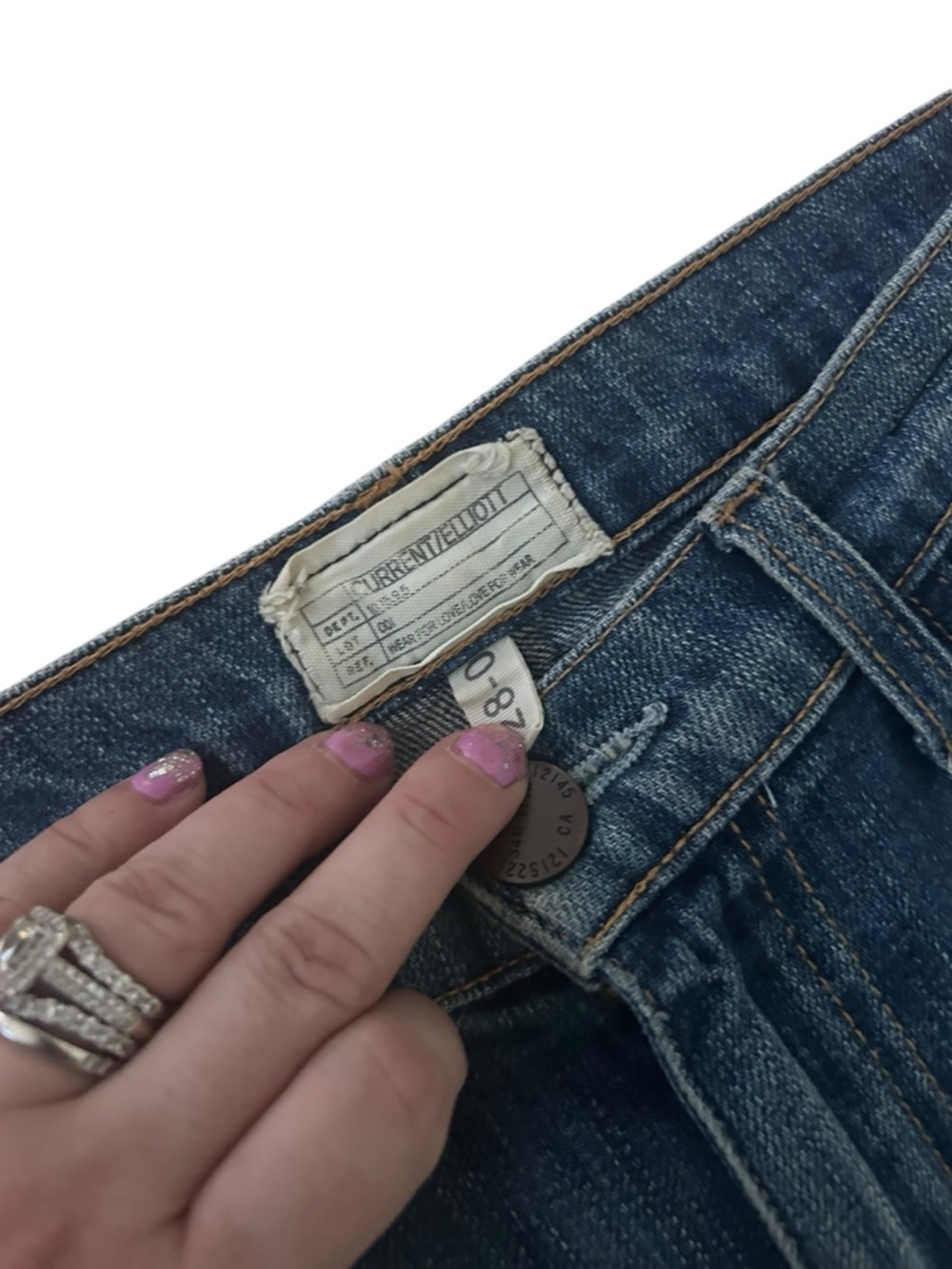 Current/Elliott Star Hem Distressed Jeans Anthropologie Frayed Ankle Sz 28 - Picture 2 of 4